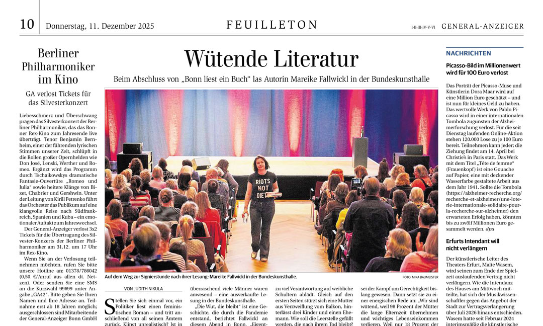 Ansicht Presseartikel Die Wut die bleibt, GA Dezember 25